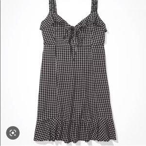 AE Ruffle Plaid Print Ruffle Mini Dress